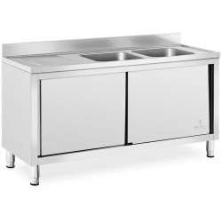 Royal Catering RC IKS03 tiskiallaskaappi ruostumattomasta teräksestä 160 x 60 cm 2 allasta