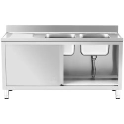 Royal Catering RC-IKS03 tiskiallaskaappi ruostumattomasta teräksestä 160 x 60 cm, 2 allasta
