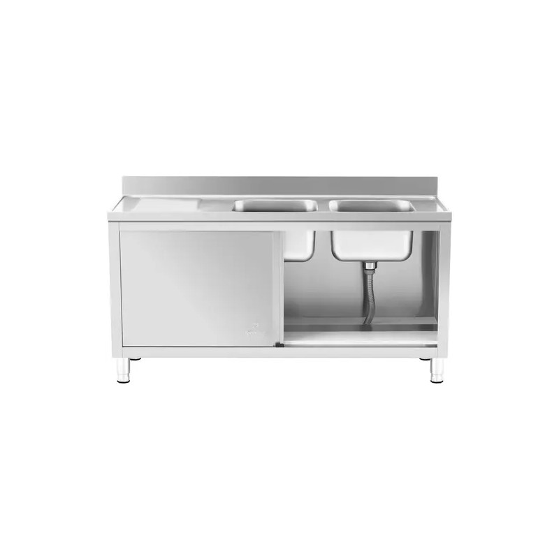 Royal Catering RC-IKS03 tiskiallaskaappi ruostumattomasta teräksestä 160 x 60 cm, 2 allasta
