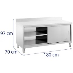 Royal Catering RCSSCB-180X70-E-B työpöytäkaappi ruostumaton teräs 180 x 70 cm 500 kg