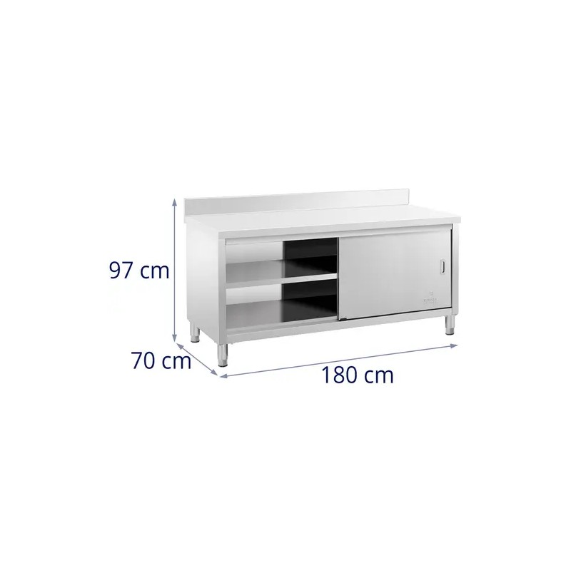 Royal Catering RCSSCB-180X70-E-B työpöytäkaappi ruostumaton teräs 180 x 70 cm 500 kg