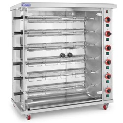 Royal Catering kaasulämmitteinen kanagrilli 6 vartaalla valaistuksella ja pyörillä