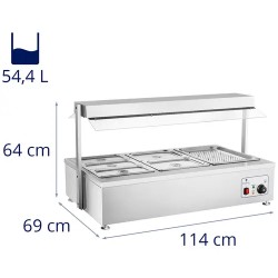 Royal Catering Bain Marie kuivalämmitys 6 GN lihaliitteellä