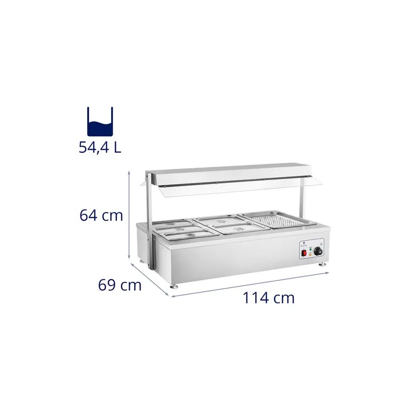 Royal Catering Bain Marie kuivalämmitys 6 GN lihaliitteellä
