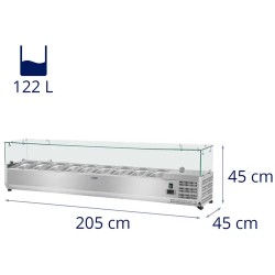 Royal Catering RCKV-200/39-G9 jäähdytysvitriini 200 x 39 cm lasikannella