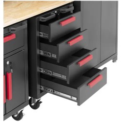 MSW Modulaarinen työpajakaappi 132 x 42,7 cm rullakonteilla ja reikälevyllä