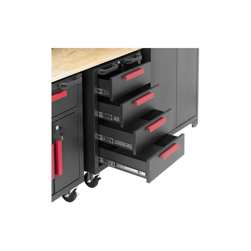 MSW Modulaarinen työpajakaappi 132 x 42,7 cm rullakonteilla ja reikälevyllä