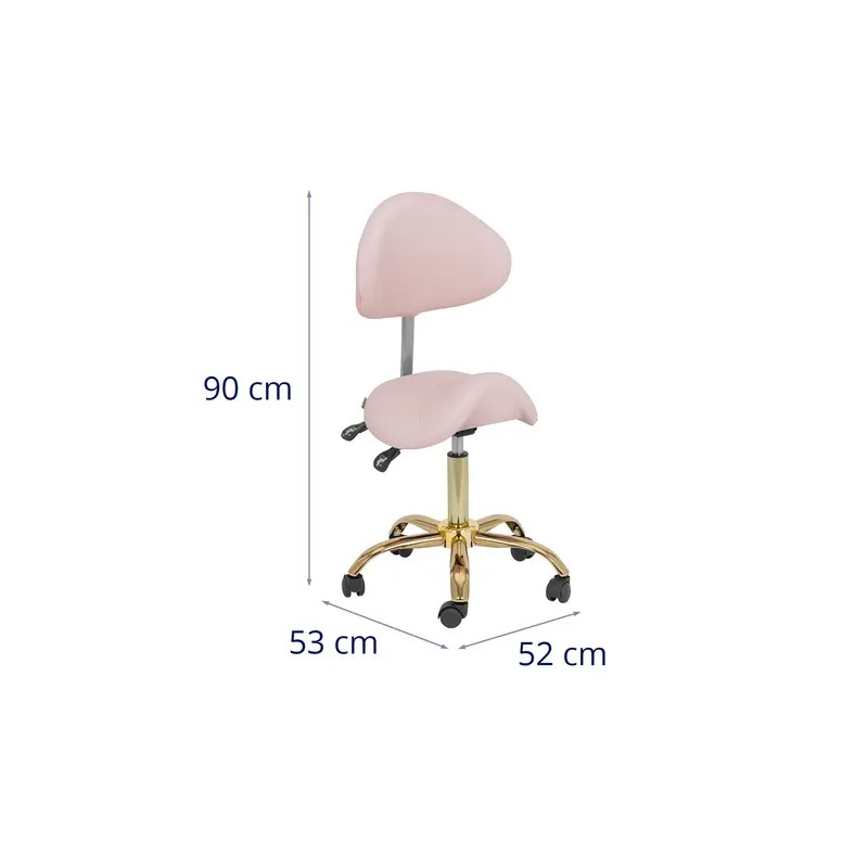 Satulatuoli selkänojalla 51-65 cm 150 kg vaaleanpunainen/kulta