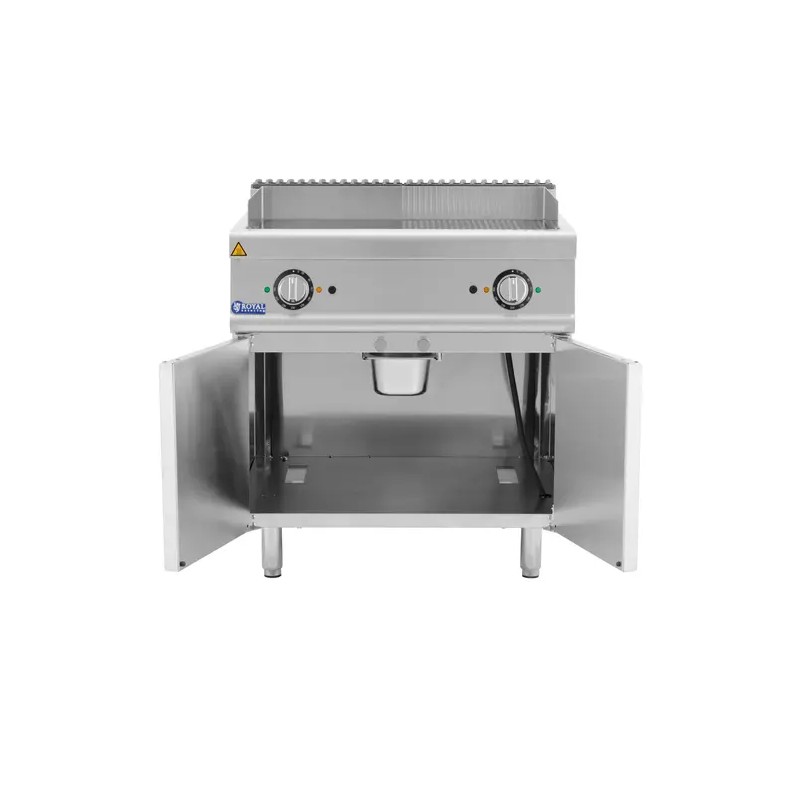 Royal Catering sähkögrillilevy alakaapilla 10,8 kW sileä ja uritettu pinta