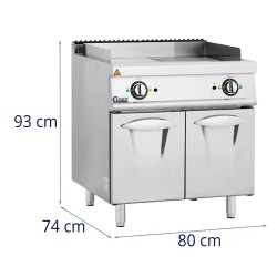 Royal Catering sähkögrillilevy alakaapilla 10,8 kW sileä ja uritettu pinta