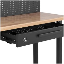 MSW-WBHD-02 Työpöytä 122 x 51 cm, korkeussäädettävä 95-176 cm, työkaluseinällä ja laatikolla