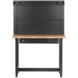 MSW-WBHD-02 Työpöytä 122 x 51 cm, korkeussäädettävä 95-176 cm, työkaluseinällä ja laatikolla