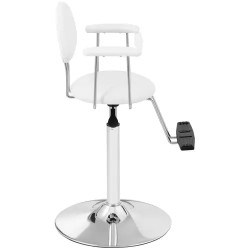 Lapsille tarkoitettu kampaajan tuoli, valkoinen, korkeussäädettävä 860-1110 mm, max 125 kg