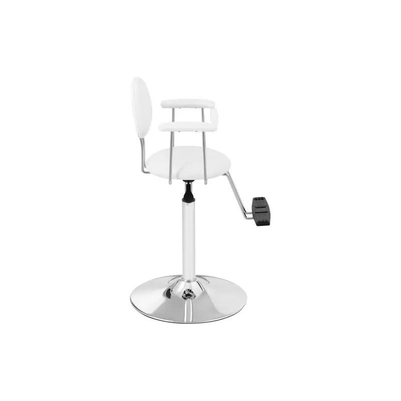 Lapsille tarkoitettu kampaajan tuoli, valkoinen, korkeussäädettävä 860-1110 mm, max 125 kg
