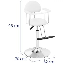 Lapsille tarkoitettu kampaajan tuoli, valkoinen, korkeussäädettävä 860-1110 mm, max 125 kg