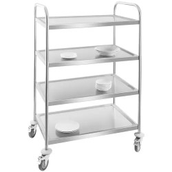 Royal Catering tarjoiluvaunu ruostumattomasta teräksestä, 4 hyllyä, 82 x 50 cm