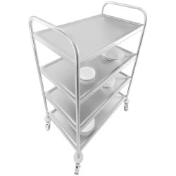 Royal Catering tarjoiluvaunu ruostumattomasta teräksestä, 4 hyllyä, 82 x 50 cm