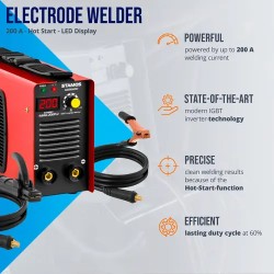 Stamos Germany S-MMA-200PI.2 elektrodihitsauskone 200 A Hot Start LED-näytöllä