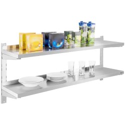 Royal Catering RCWR-140.2 seinähylly 2 tasoa 140 x 30 cm ruostumaton teräs