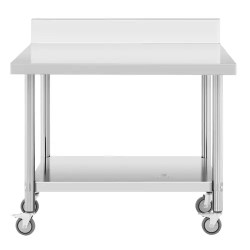 Royal Catering ruostumaton teräspöytä pyörillä 70 x 100 cm, 155 kg