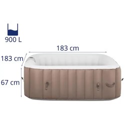 Täytettävä poreallas 900 l, 6 henkilöä, 130 suutinta, beige/valkoinen