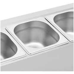 Royal Catering GN-teline 6 kpl GN 1/6 säiliötä kansilla 9,6 l ruostumaton teräs