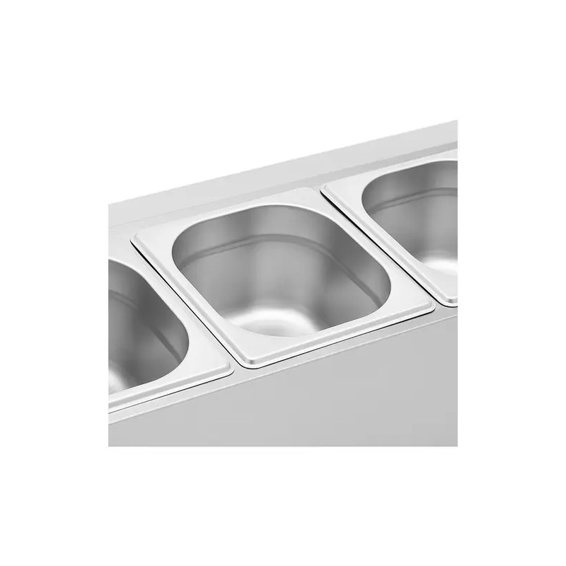 Royal Catering GN-teline 6 kpl GN 1/6 säiliötä kansilla 9,6 l ruostumaton teräs