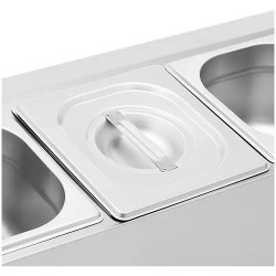 Royal Catering GN-teline 6 kpl GN 1/6 säiliötä kansilla 9,6 l ruostumaton teräs