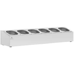 Royal Catering GN-teline 6 kpl GN 1/6 säiliötä kansilla 9,6 l ruostumaton teräs