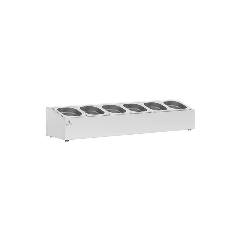 Royal Catering GN-teline 6 kpl GN 1/6 säiliötä kansilla 9,6 l ruostumaton teräs