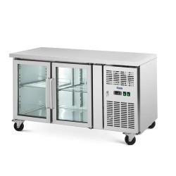 Royal Catering kylmäpöytä 280 l 2 lasiovea 136 x 70 cm ruostumaton teräs