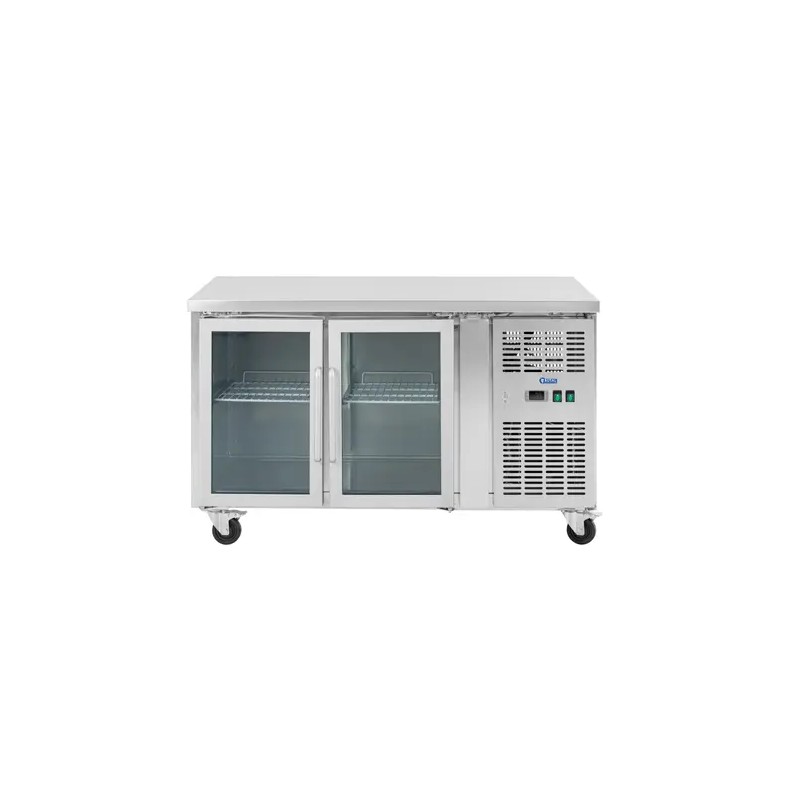 Royal Catering kylmäpöytä 280 l 2 lasiovea 136 x 70 cm ruostumaton teräs