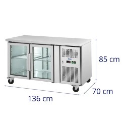 Royal Catering kylmäpöytä 280 l 2 lasiovea 136 x 70 cm ruostumaton teräs