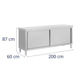 Royal Catering ECO läpivientikaappi ruostumattomasta teräksestä 200 x 60 cm
