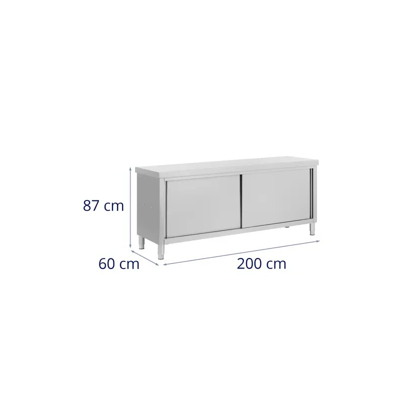 Royal Catering ECO läpivientikaappi ruostumattomasta teräksestä 200 x 60 cm