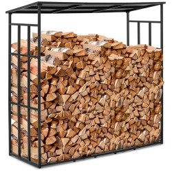 hillvert Polttopuuhylly katoksella 190 x 76 x 186 cm teräs musta 400 kg