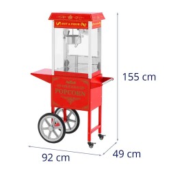 Royal Catering Popcornkone vaunulla 1500 W 5 kg/h Retro-malli punainen