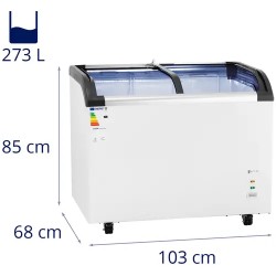 Royal Catering RCFZ-198G pakastin 273 l lasiovilla