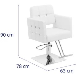 Kampaamotuoli Cottam, valkoinen, hydraulinen, 45 - 55 cm, jalkatuki, 150 kg