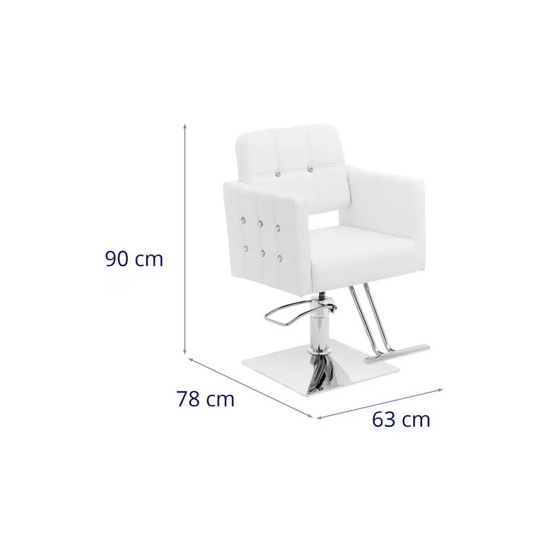 Kampaamotuoli Cottam, valkoinen, hydraulinen, 45 - 55 cm, jalkatuki, 150 kg