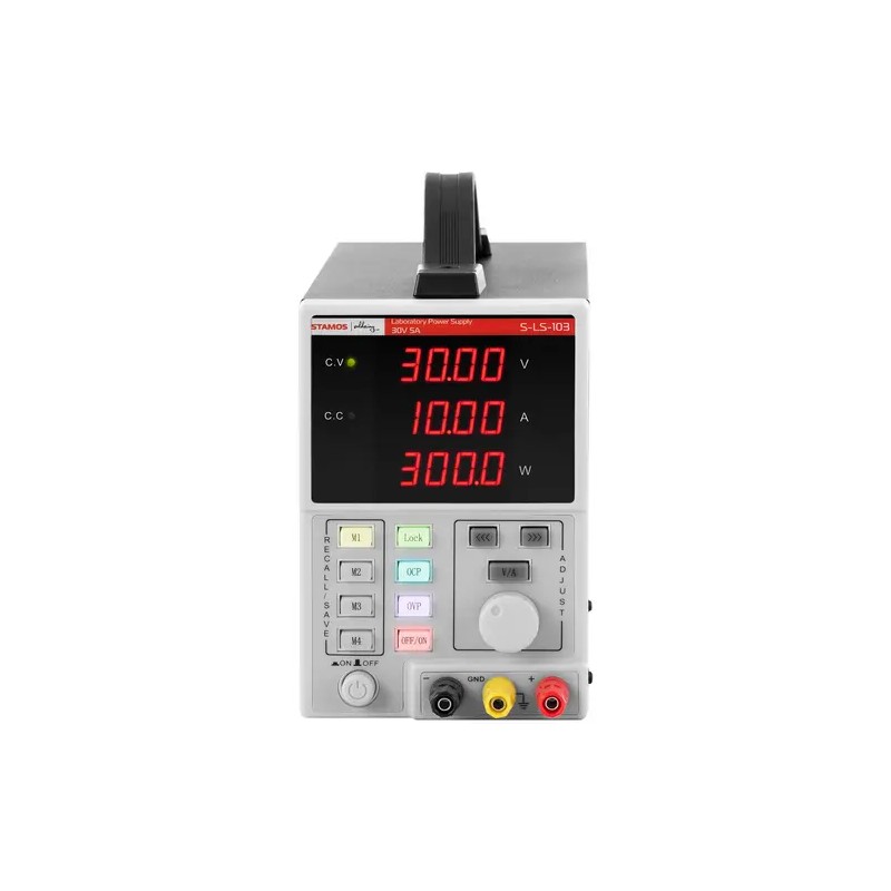 Laboratorian virtalähde 0-30 V 0-10 A DC 300 W 4 muistipaikkaa
