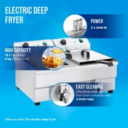 Royal Catering sähköinen kaksoisfryyrinä 2 x 16 l 6400 W poistoventtiileillä