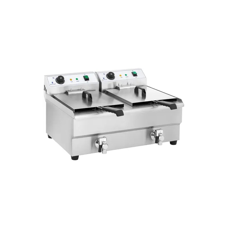 Royal Catering sähköinen kaksoisfryyrinä 2 x 16 l 6400 W poistoventtiileillä