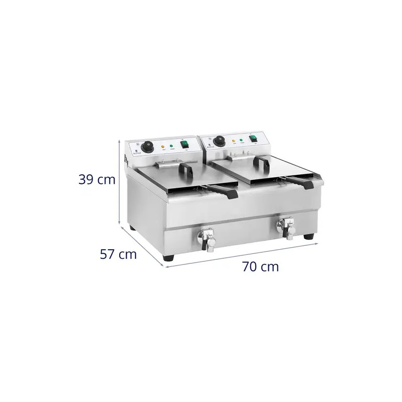 Royal Catering sähköinen kaksoisfryyrinä 2 x 16 l 6400 W poistoventtiileillä