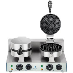 Royal Catering RCWM-2600-R kaksoisvohelirauta, 2 x 1300 W, pyöreä