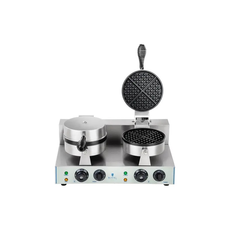 Royal Catering RCWM-2600-R kaksoisvohelirauta, 2 x 1300 W, pyöreä