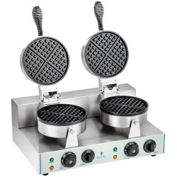 Royal Catering RCWM-2600-R kaksoisvohelirauta, 2 x 1300 W, pyöreä