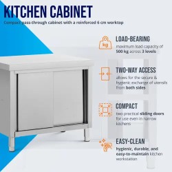 Royal Catering ECO ruostumattomasta teräksestä valmistettu läpivientikaappi 100 x 70 cm