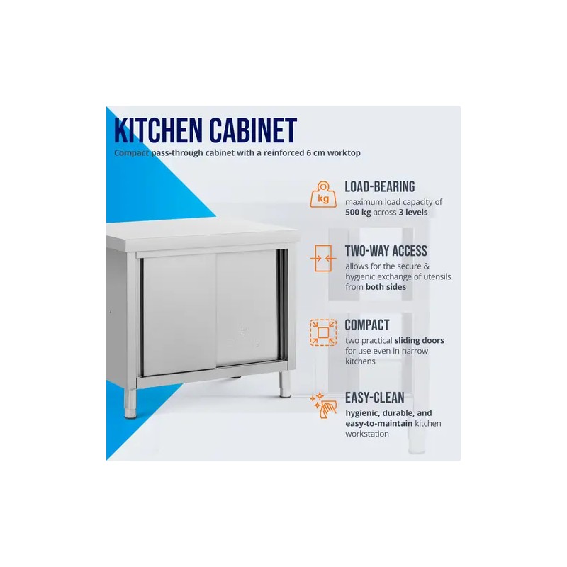 Royal Catering ECO ruostumattomasta teräksestä valmistettu läpivientikaappi 100 x 70 cm