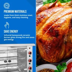 Royal Catering kaasukana-grilli 3 vartaalla ja valaistuksella
